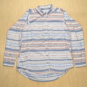 Toad&Co Shirt Flannel Button Down Striped Boho Retro Sustainable Women's Large